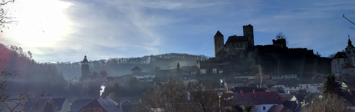 Hardegg castle above the Thaya, on the Czech border