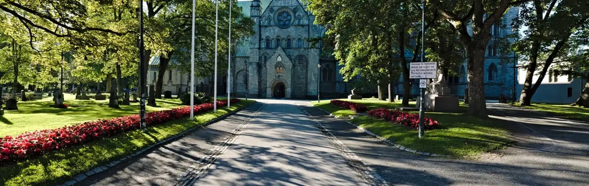 Nidaros Cathedral (Nidarosdomen) in Trondheim, northern terminus of EV3