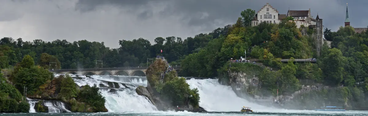 The Rhine Falls at Neuhausen am Rheinfall, Switzerland's great waterfall